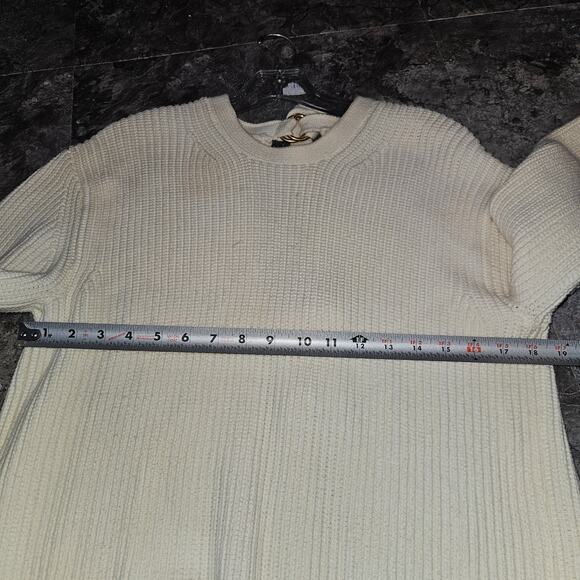 Alexander Wang Open Back Heavy Knit Sweater Ivory Gold Rings Size Medium - Picture 3 of 7